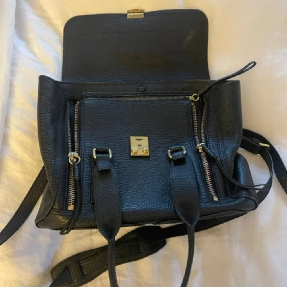 3.1 PHILLIP LIM Textured Calfskin Medium Pashli Satchel Black - Picture 5 of 7